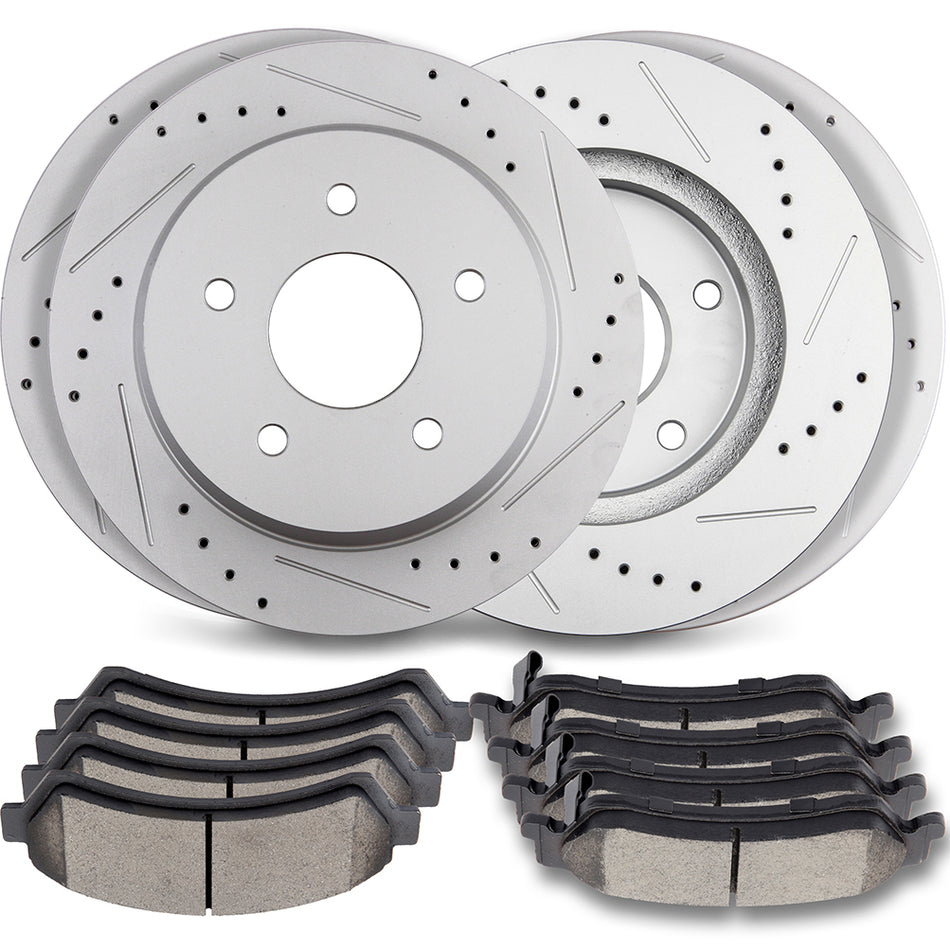 Ceramic Brake Pads And Rotors 98-05 Chevrolet Blazer 98-02 GMC Jimmy Front And Rear 5Lugs 12Pcs