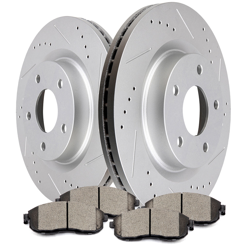 2007-2013 Nissan Altima Ceramic Brake Pads and Drilled Slotted Rotors Front 298.4 mm 6 Pcs