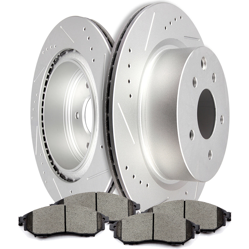 Ceramic Brake Pads Rotors For 08-12 INFINITI EX35 13 INFINITI EX37 Rear 304.8 mm 6 Pcs
