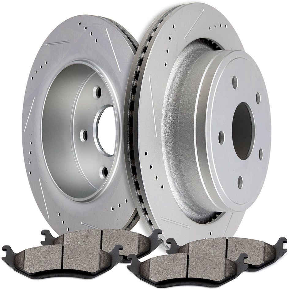 Ceramic Brake Pads And Rotors 07-09 Chrysler Aspen 02-10 Dodge Ram 1500 Rear