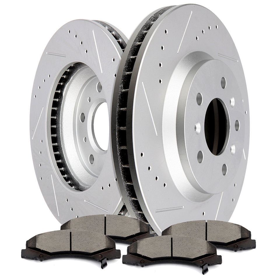Front Drill Slot Brake Rotors Ceramic Pads 06-13 Chevrolet Impala 06-11 Buick Lucerne