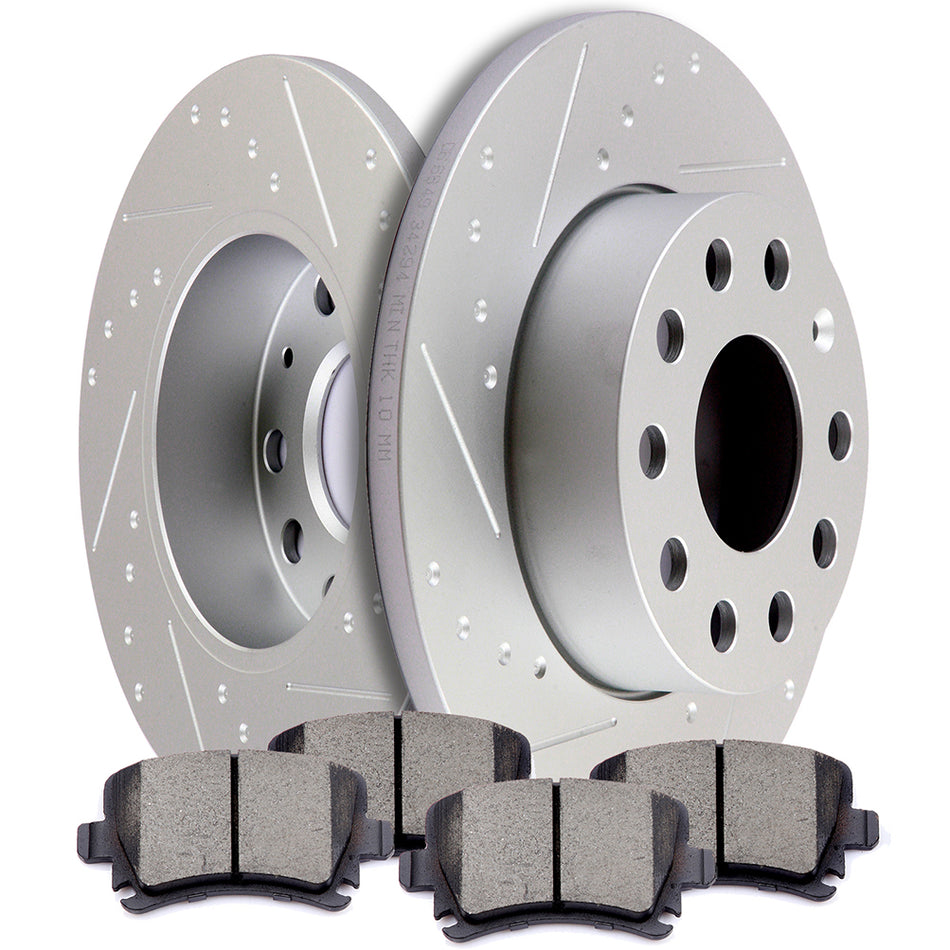 Brake Rotors Ceramic Pads For 10 Volkswagen Golf 05-10 Volkswagen Jetta