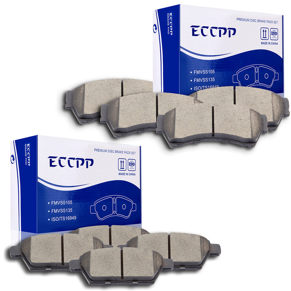 Ceramic Brake Pads 06-12 Ford Fusion 06-11 Mercury Milan Front Rear