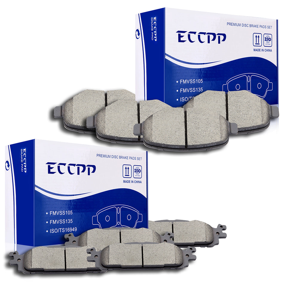 Ceramic Brake Pads Kit 11-19 Ford Explorer 09-19 Ford Flex Front And Rear 8Pieces