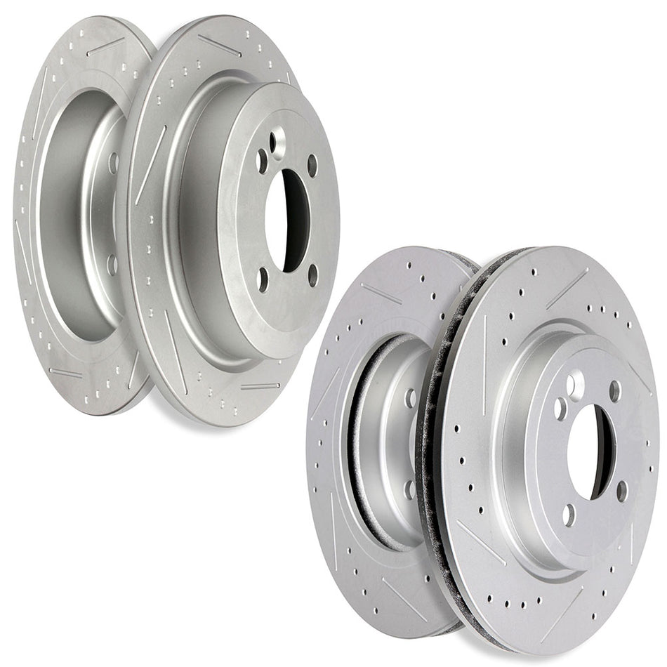 2002-2006 Mini Cooper Slotted Brake Rotors Front And Rear