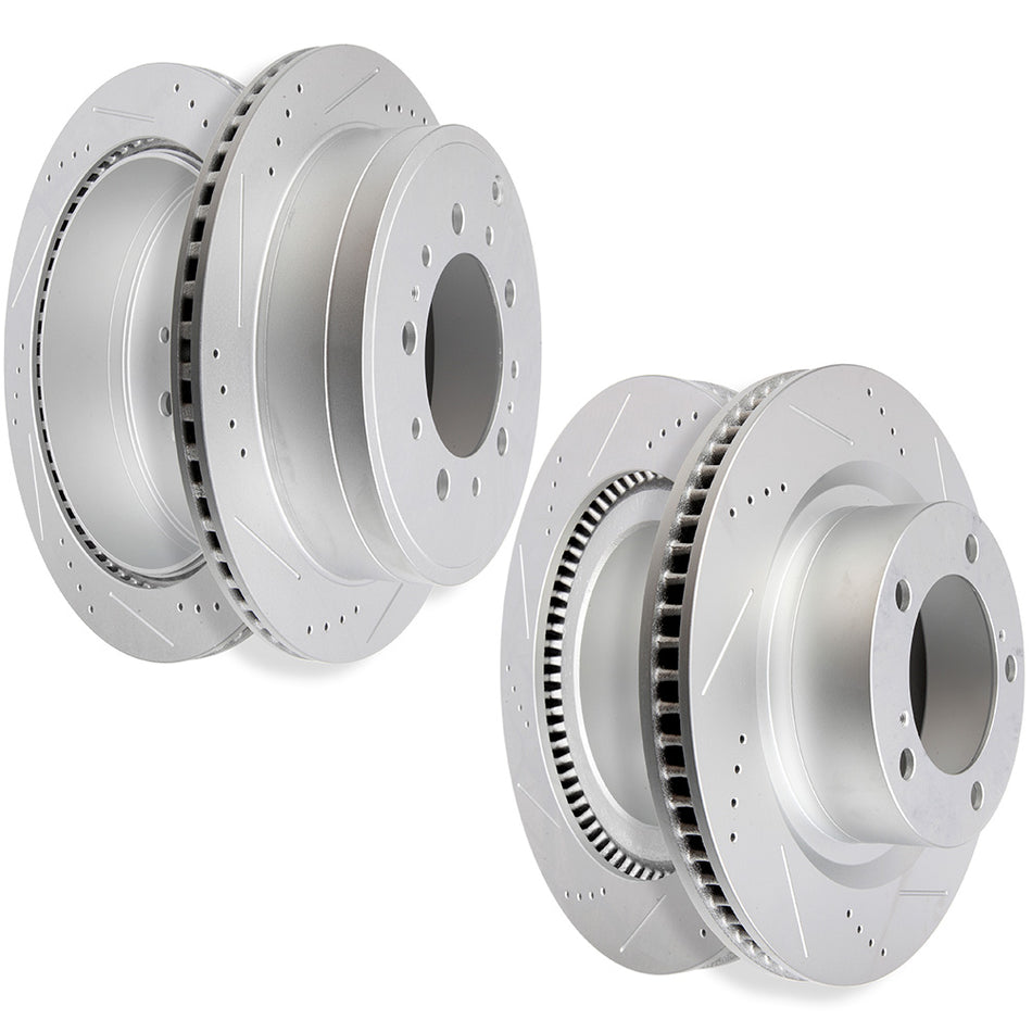 Brake Rotors Drilled Slot Front And Rear 17-18 Lexus LX570 Toyota Land Cruiser