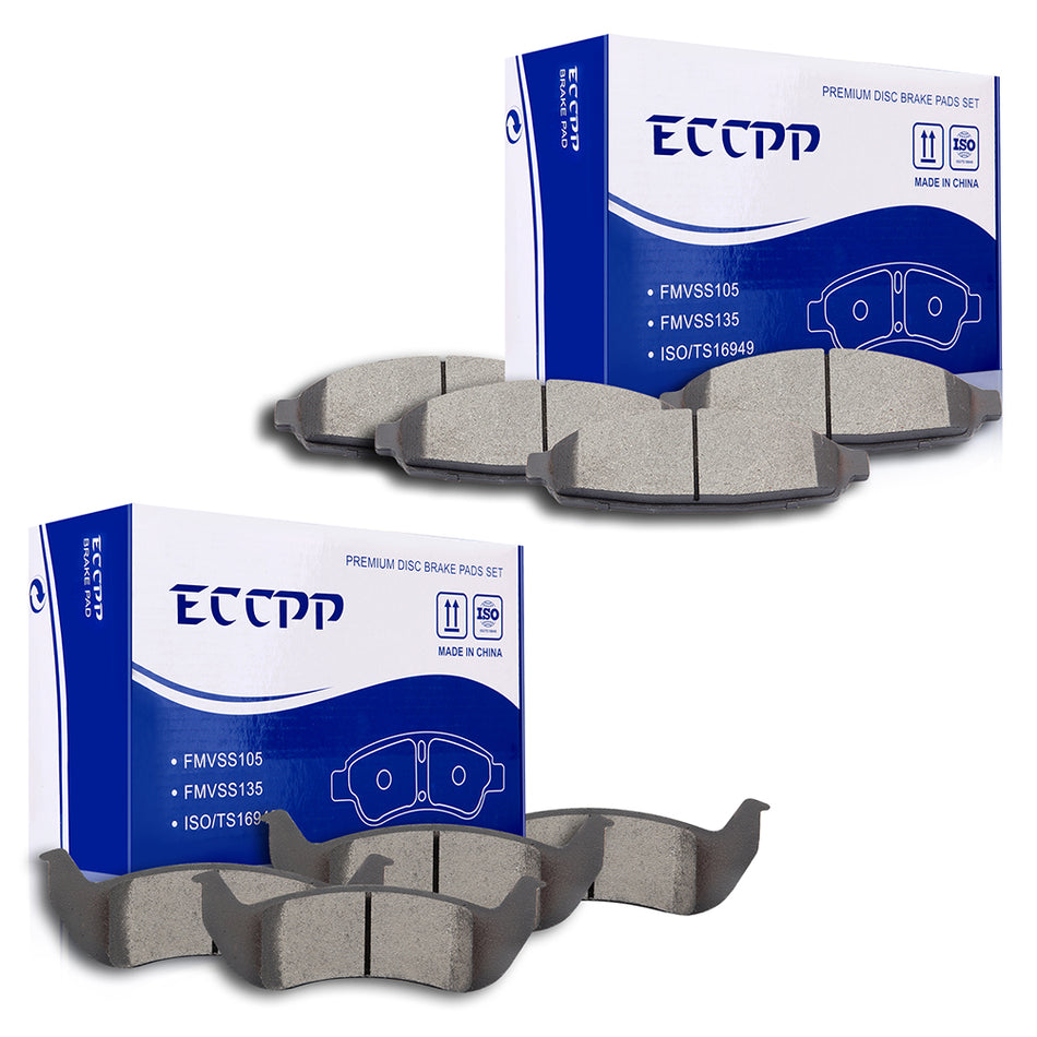 Front Rear Ceramic Brake Pads For 03-11 Lincoln Town Car 03-04 Mercury Marauder
