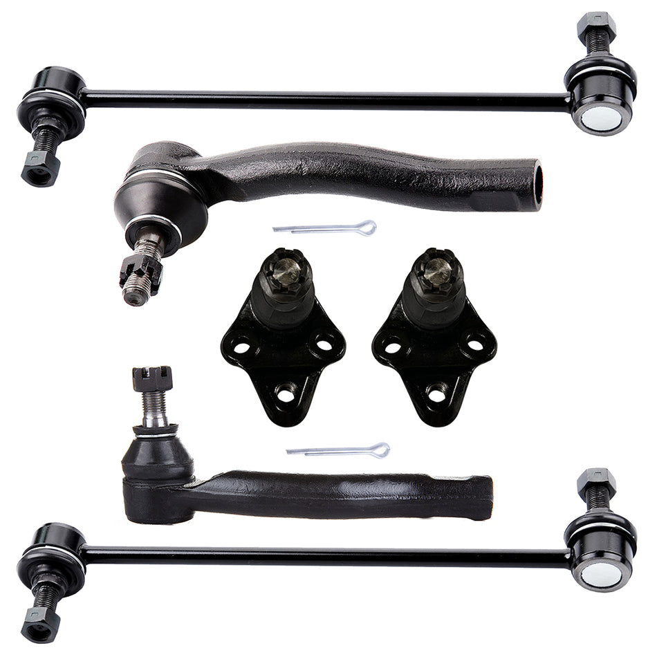 2003-2008 Toyota Corolla Lower Ball Joint Outer Tie Rod End Sway Bar Kit 6 Pcs