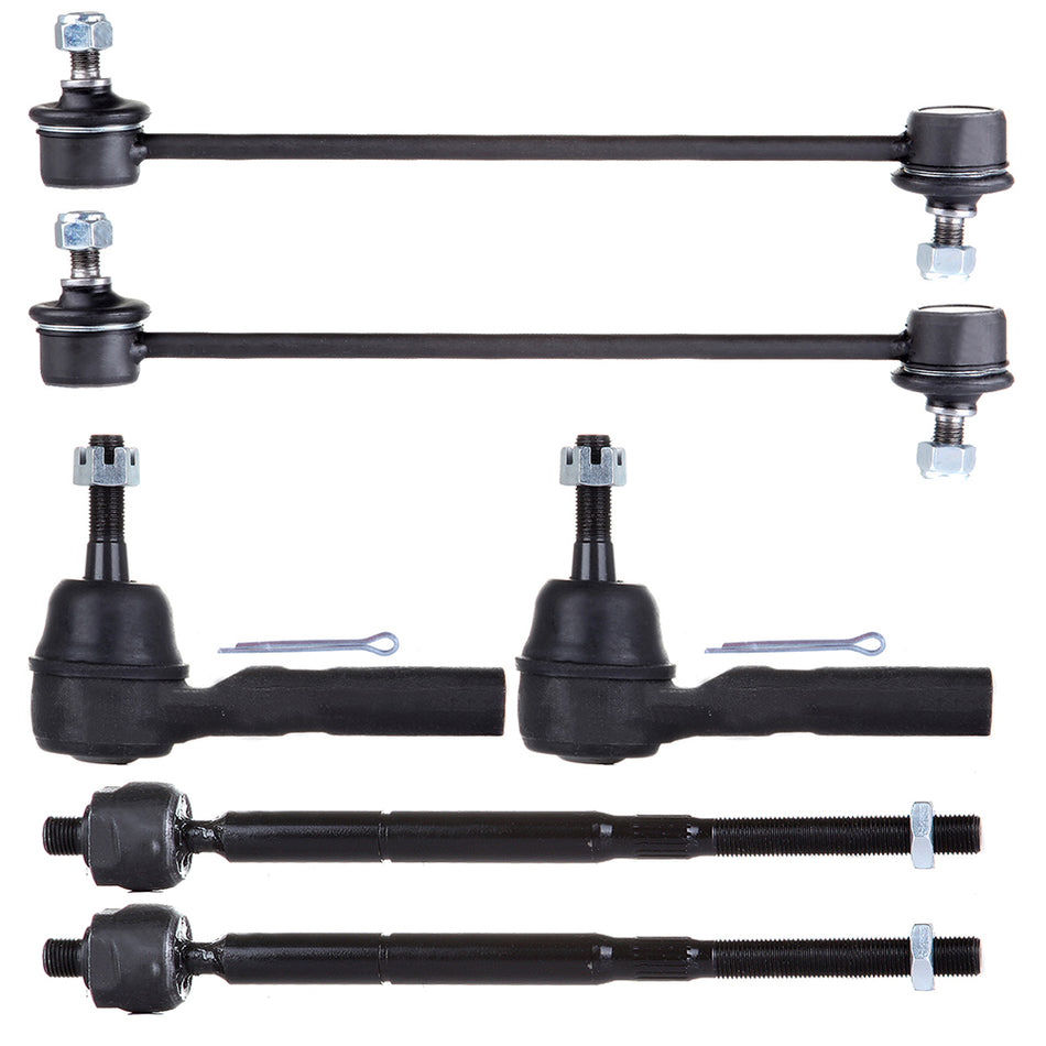 Front Tie Rod End Sway Bar Link For 07-12 Dodge Caliber 07-17 Jeep Compass 6 Pcs