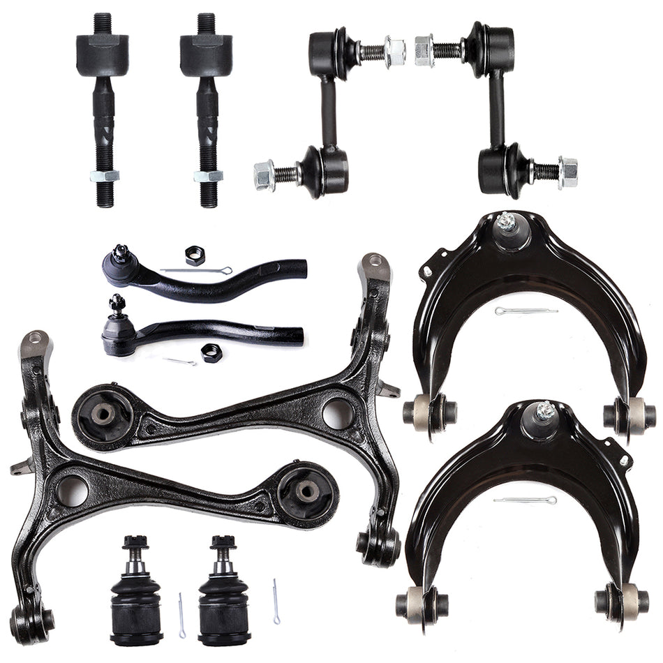 12Pcs Front Ball Joints Control Arms Tie Rod Ends For 2003-2006 07 Honda Accord