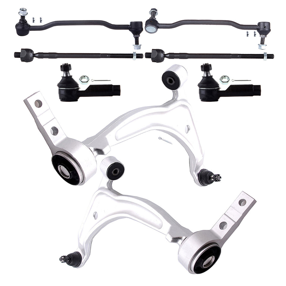 Control Arms Ball Joints Tie Rods For 02-06 Nissan Altima 04-08 Maxima 8Pcs