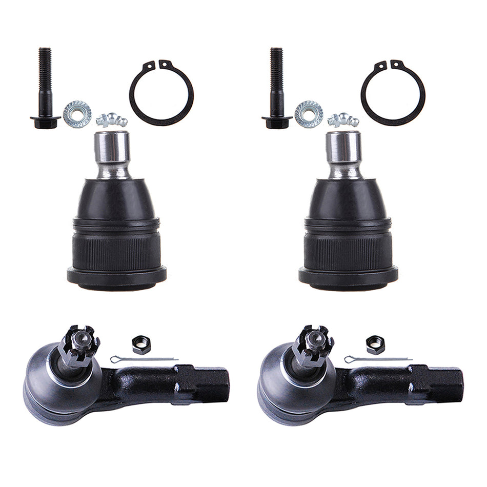 4pcs For 1993-1996 1997 Ford Probe Front Lower Ball Joints Outer Tie Rod Ends