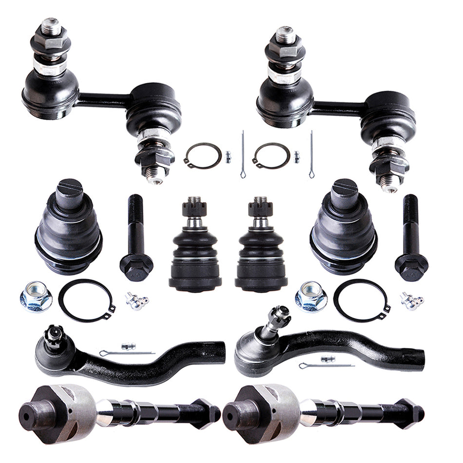 10pcs Upper Lower Ball Joints Tie Rod Ends For 2005-2012 Nissan Pathfinder