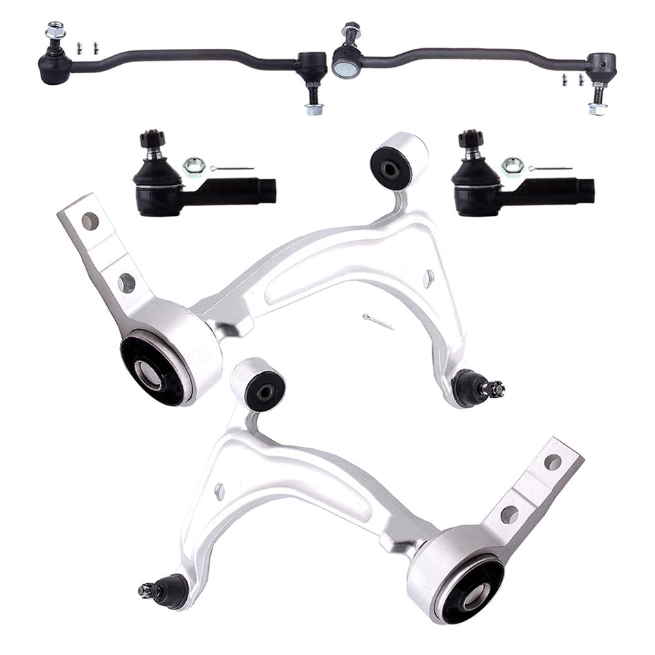 Front Control Arms Tie Rod Ends For 02-04 Nissan Altima 04-08 Maxima 6Pcs