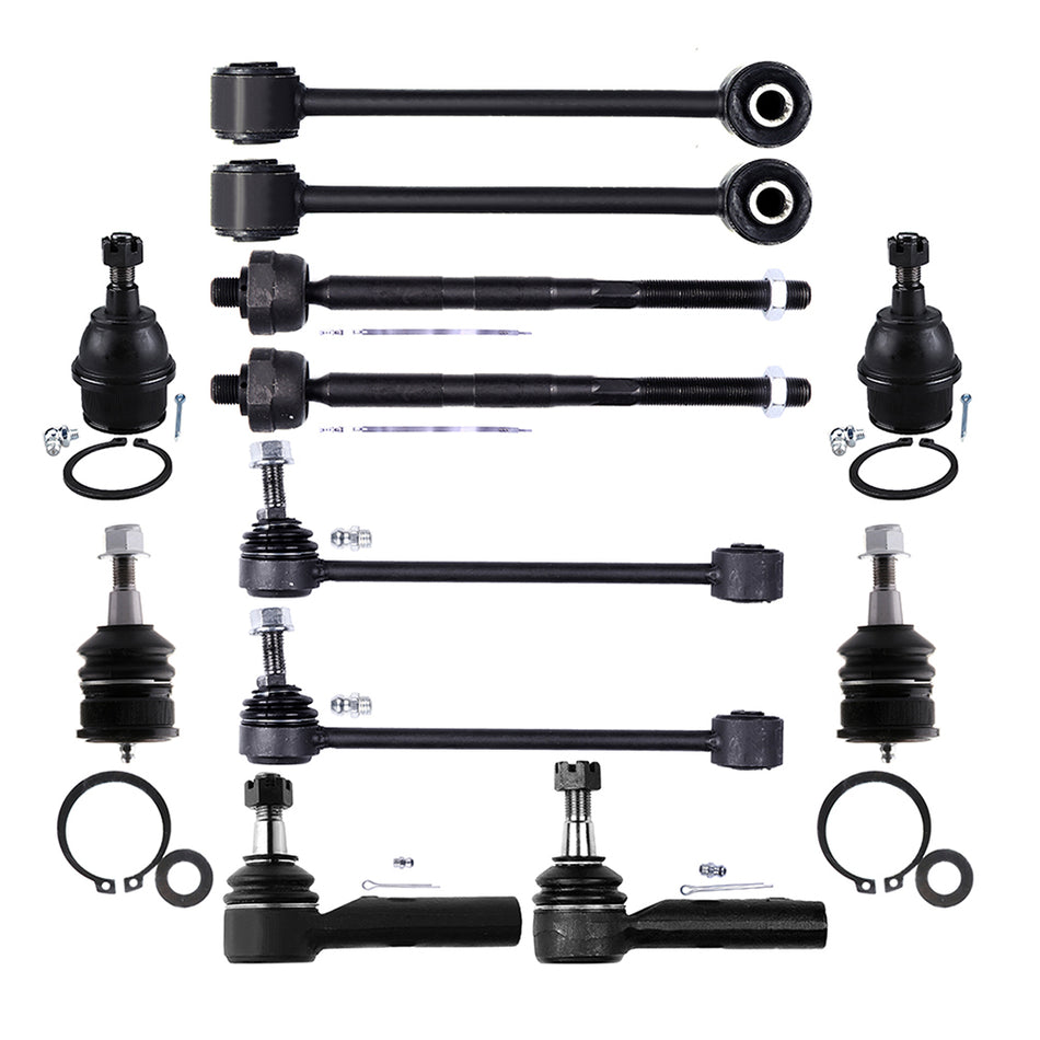 12pc Inner Outer Tie Rods Ball Joints Kit For Jeep Commander Grand Cherokee