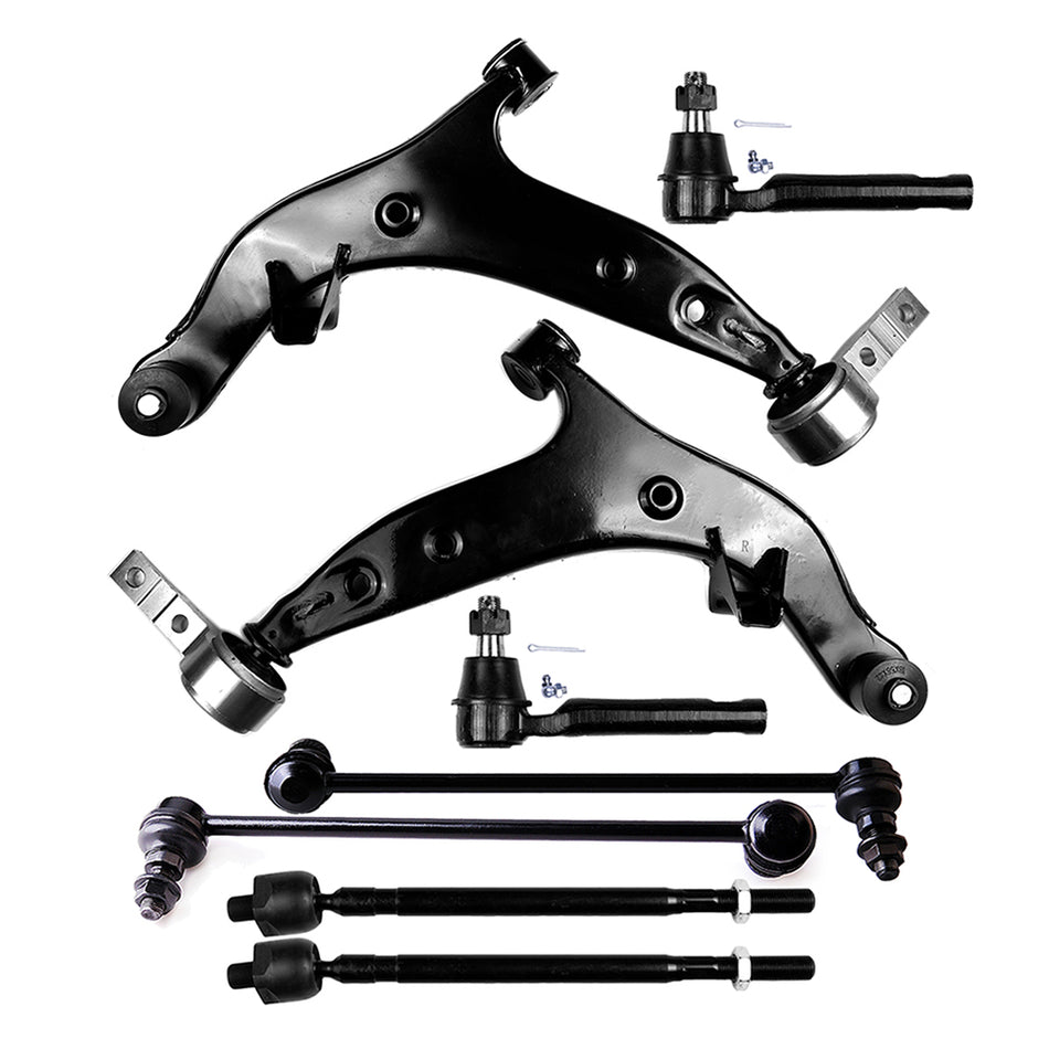 2004-2009 Nissan Quest Front Control Arms Sway Bars Tie Rods Suspension Kit 8Pcs