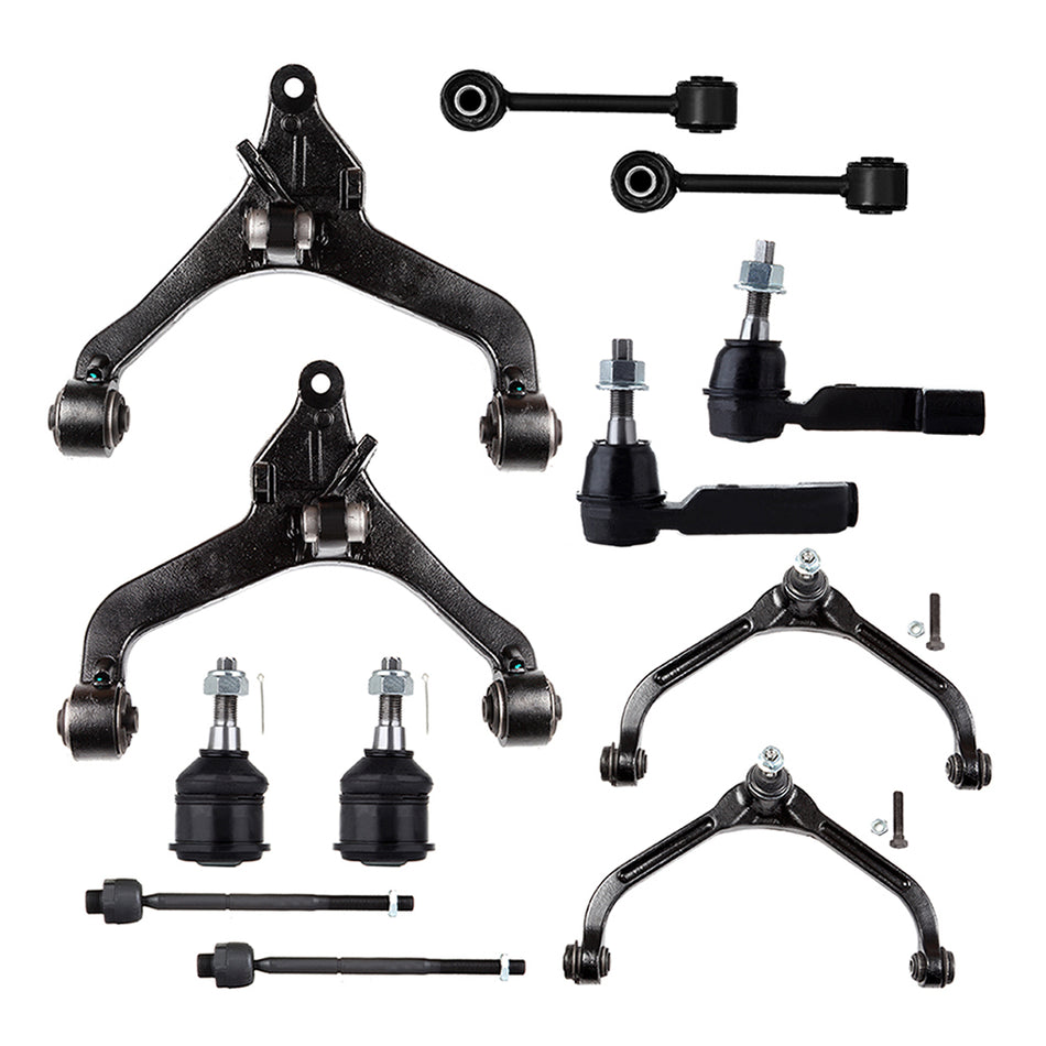 2002-2004 Jeep Liberty Front Control Arms Ball Joints Sway Bars Tie Rod End Kit 12Pcs