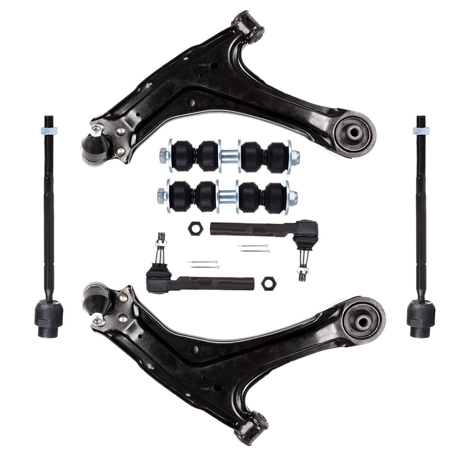 For 1997-2003 Chevy Malibu 8pcs Front Lower Control Arms Tie Rods Sway Bar Links