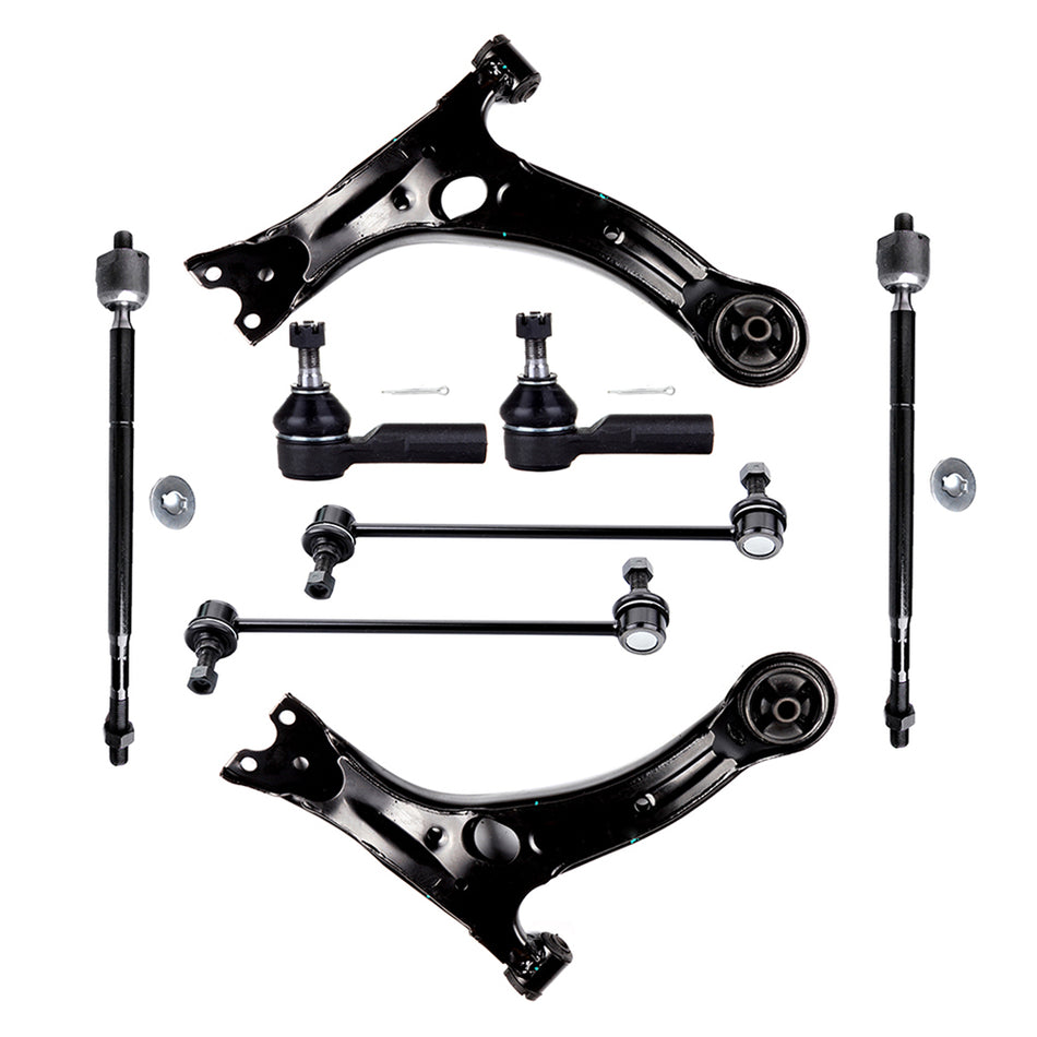 8pc Front Lower Sway Bars Control Arms Tie Rods Kit For 2003-07 08 Pontiac Vibe