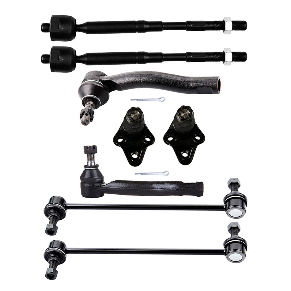 For 2003-2008 Toyota Corolla 8pc Front Sway Bars Tie Rods Ball Joints Suspension