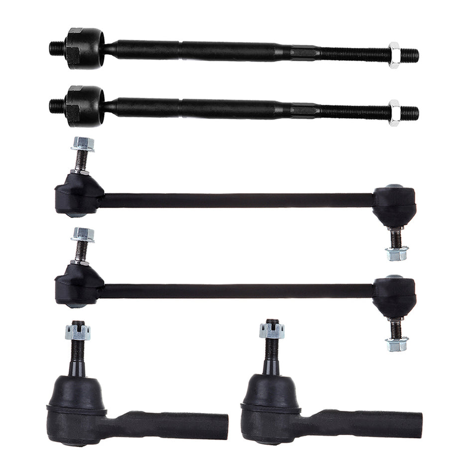 6pcs Fits 2009-2014 Dodge Avenger Front Inner Outer Tie Rods Sway Bar Links Kit