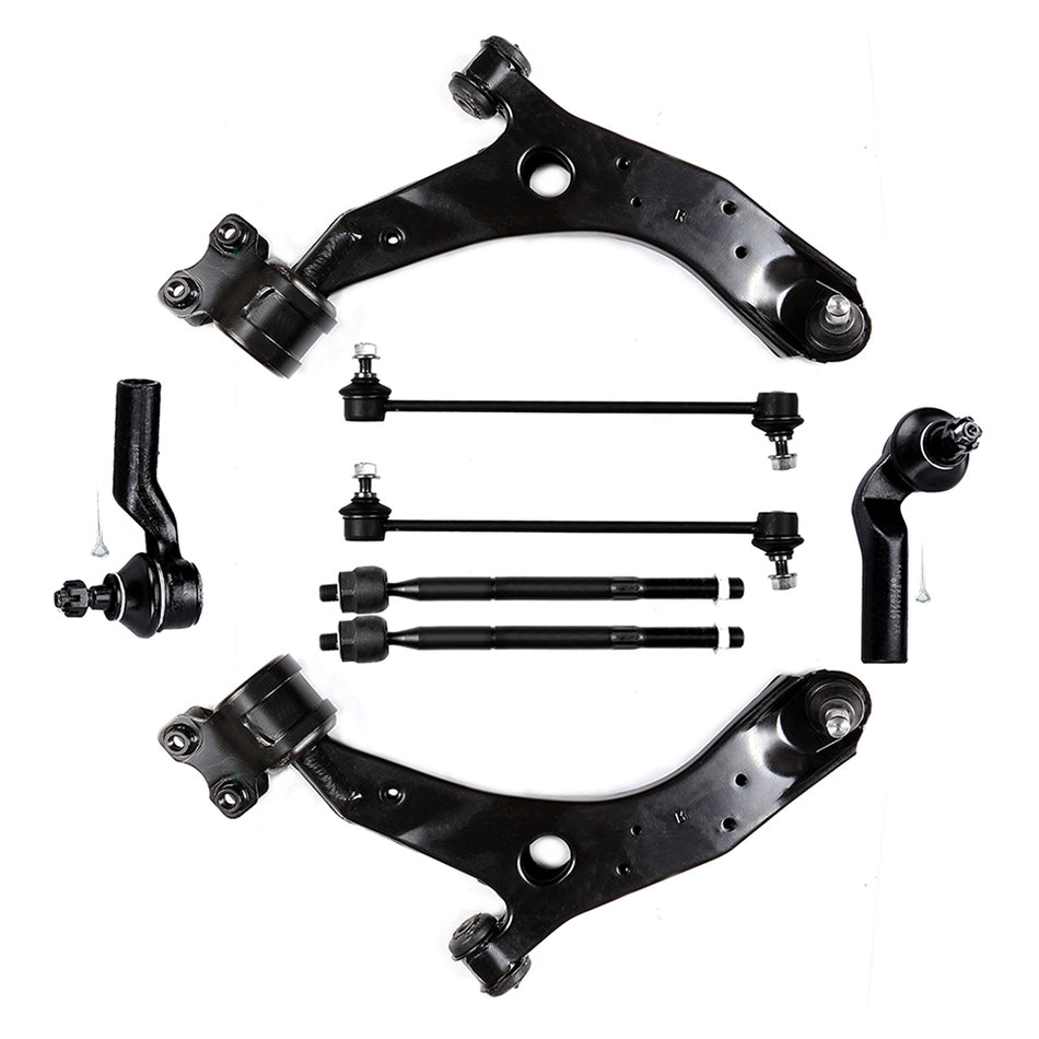 8pcs Front Lower Control Arms Tie Rods Sway Bars Fits 04-14 Mazda 3 5 Non-Turbo