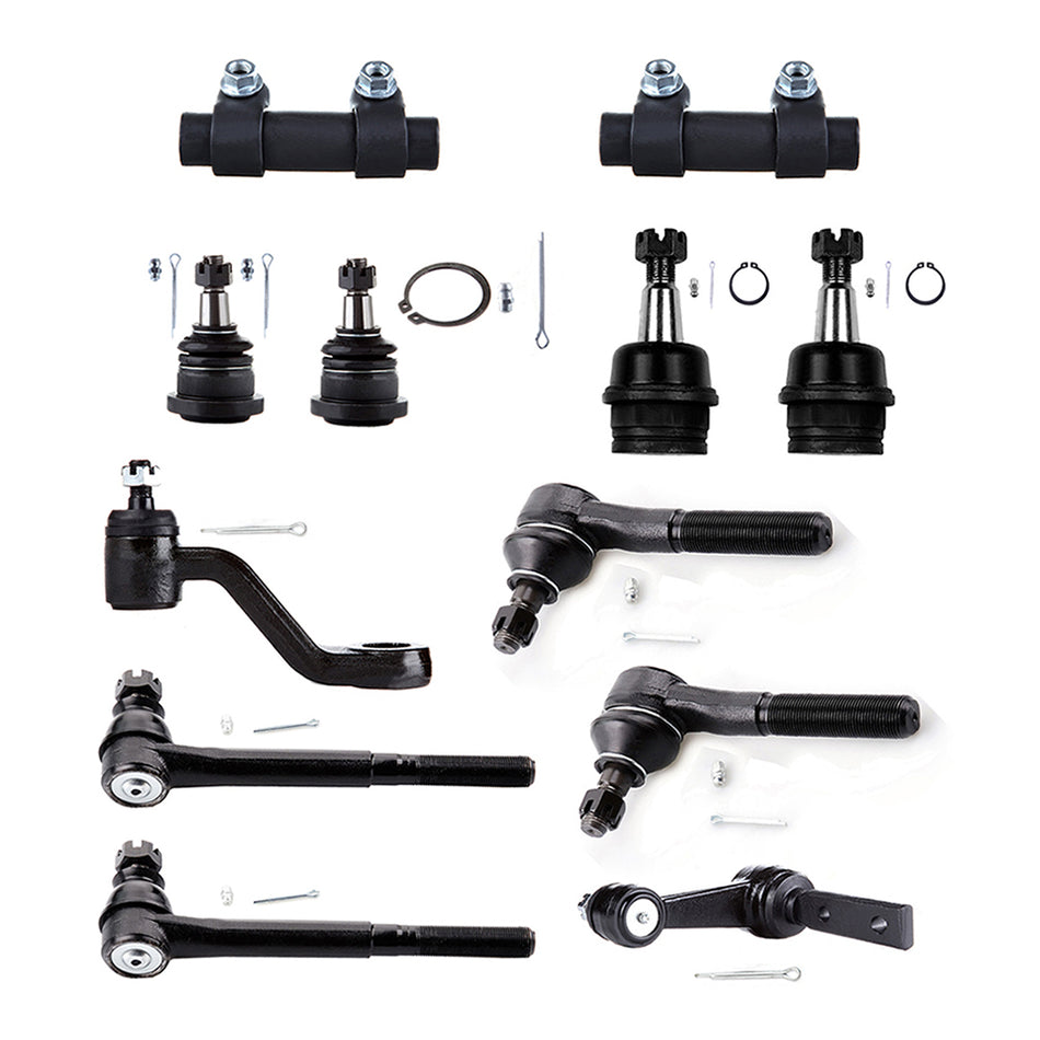 1994-1999 Dodge Ram 1500 Front Tie Rods Ball Joints Idler Pitman Arm Adjustment Sleeves 12Pcs