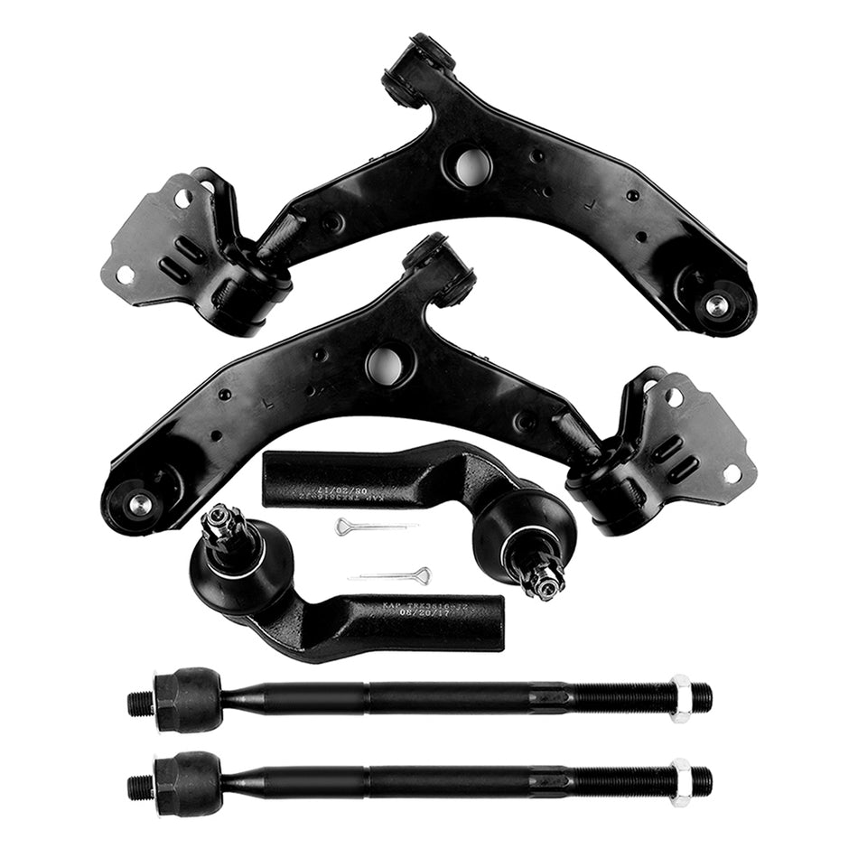 2010-2012 13 For Mazda 3 6pcs Front Lower Control Arms Inner Outer Tie Rod Links