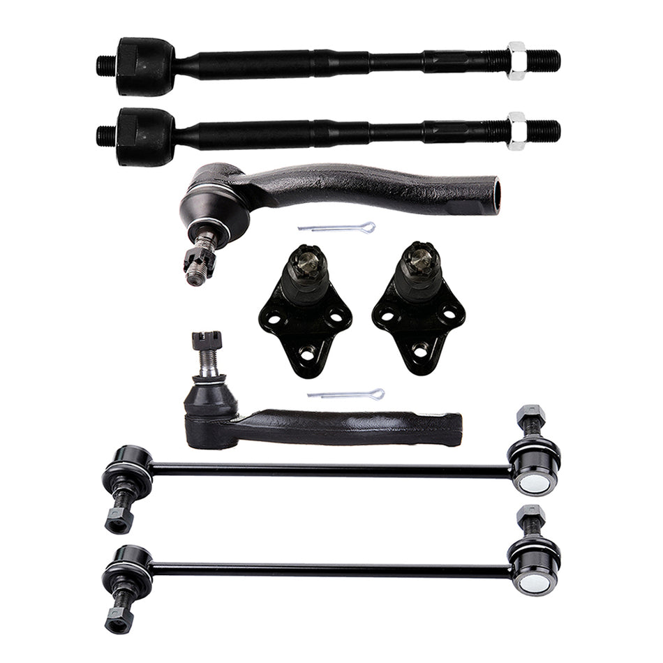 For Toyota Corolla 8pcs Front Inner Outer Tie Rods Lower Ball Joints Sway Bars