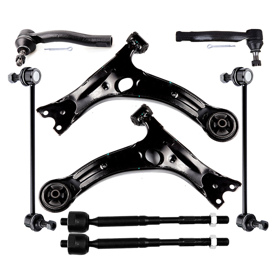 8 Pieces Front Control Arms Tie Rods Sway Bars Kit Fits 03-07 08 Toyota Corolla