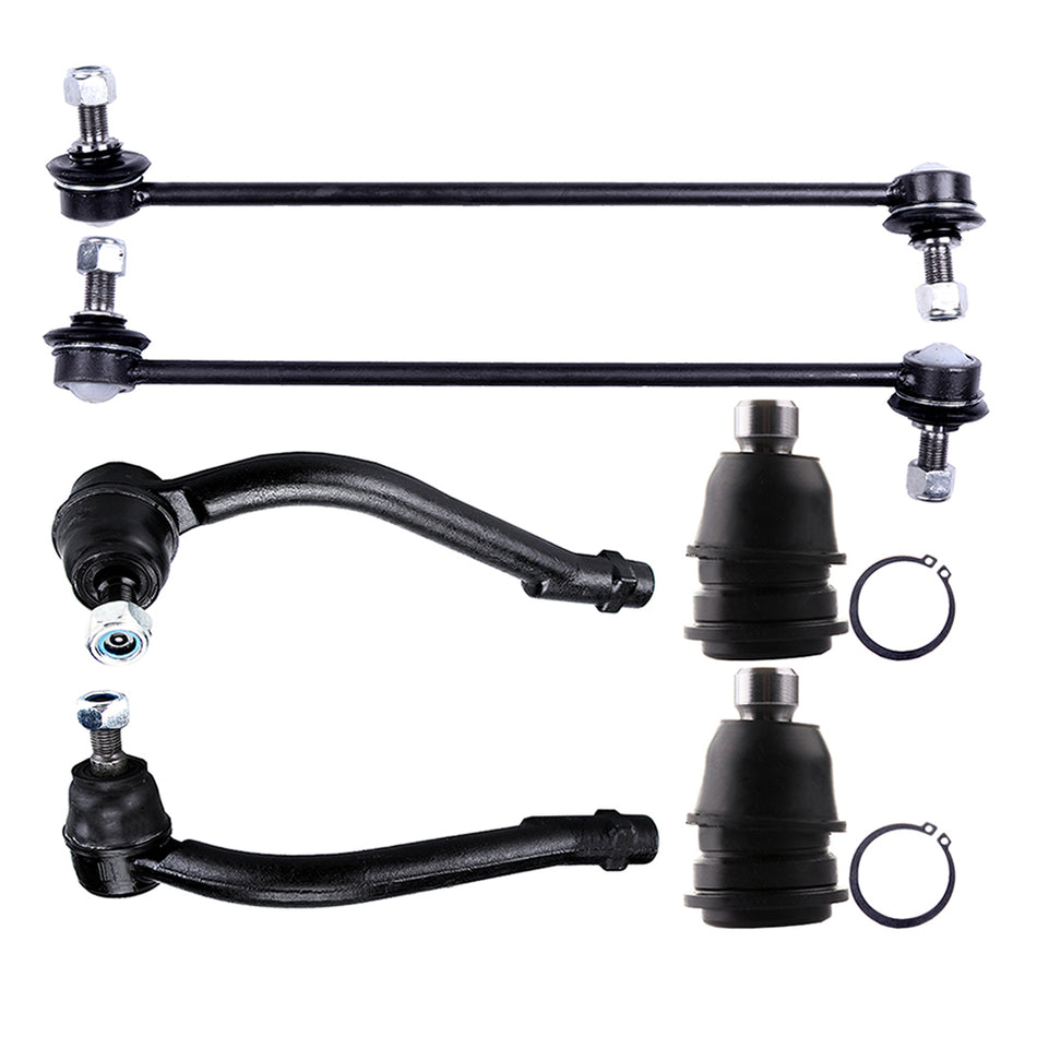 Tie Rods Ball Joints Sway Bars For 11-13 Kia Sorento 07-12 Hyundai Santa Fe 6Pcs