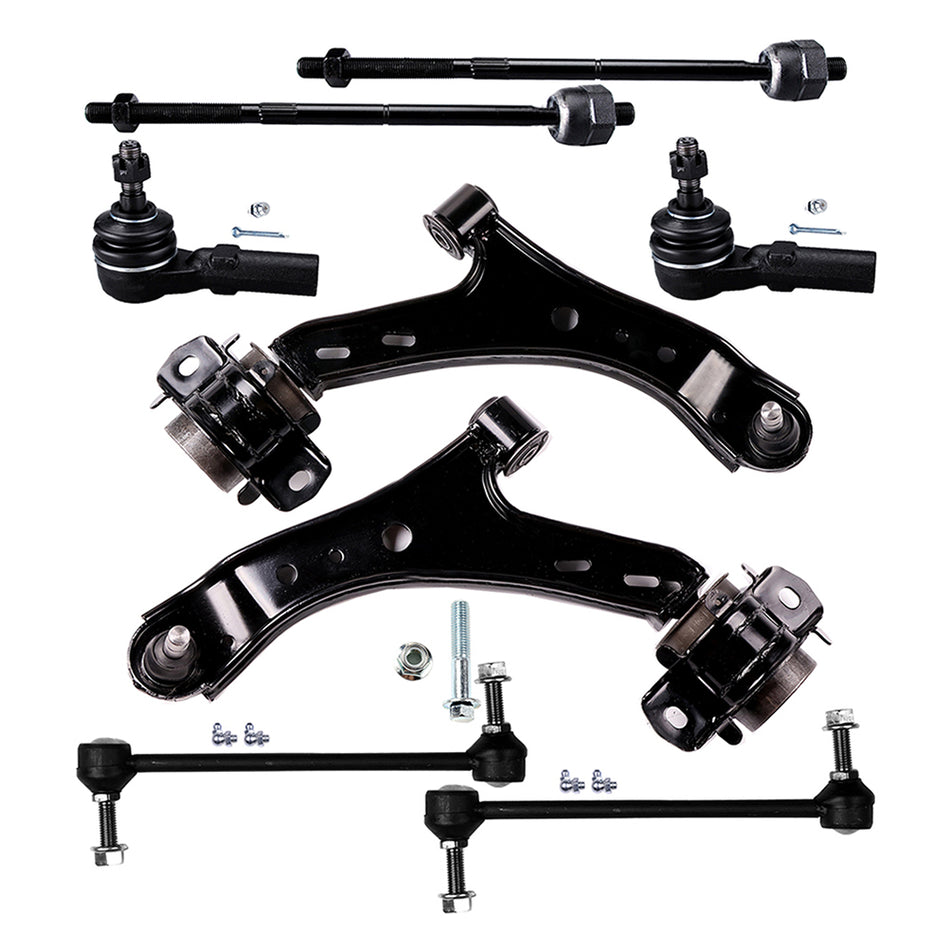 8pcs For 2005-2009 2010 Ford Mustang Front Lower Control Arms Tie Rods Sway Bars