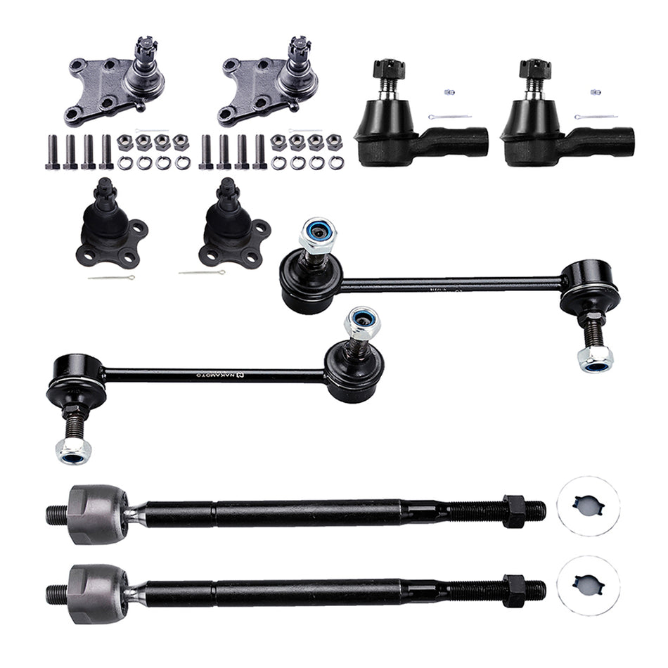Front Sway Bars Ball Joints Tie Rods Set 10pcs For 98-02 Honda Passport 98-04 Isuzu Rodeo