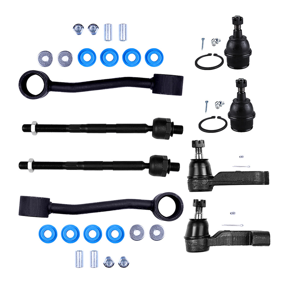 Front Tie Rods Ball Joints Sway Bars Set For 08-12 Jeep Liberty 07-11 Dodge Nitro 8Pcs
