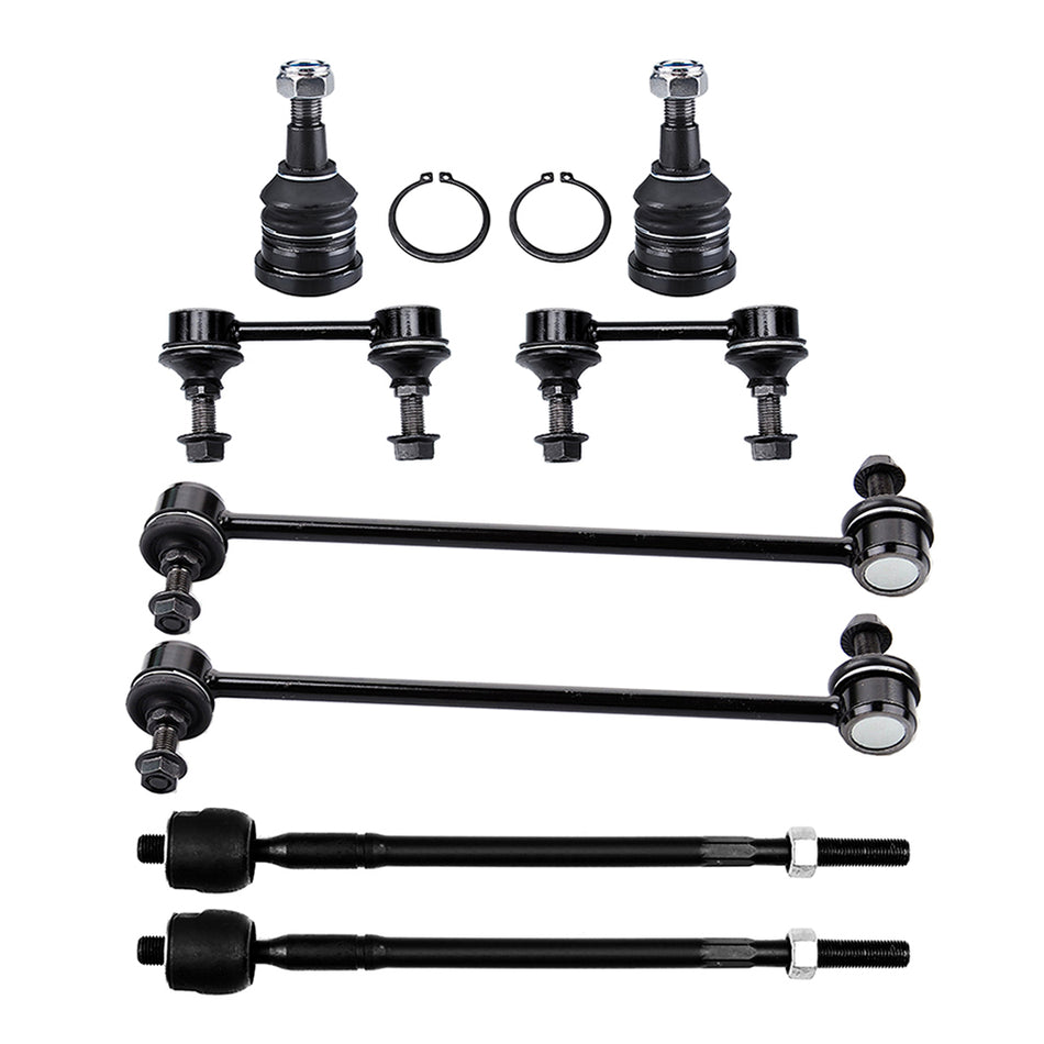 8pcs Front Rear Sway Bars Tie Rods Ball Joints For 2004-11 12 Mitsubishi Galant