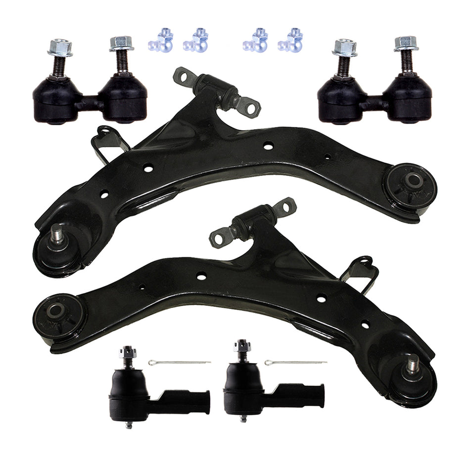 New 6pc Front Lower Control Arm Tie Rod Sway Bar Fits 2001-2006 Hyundai Elantra