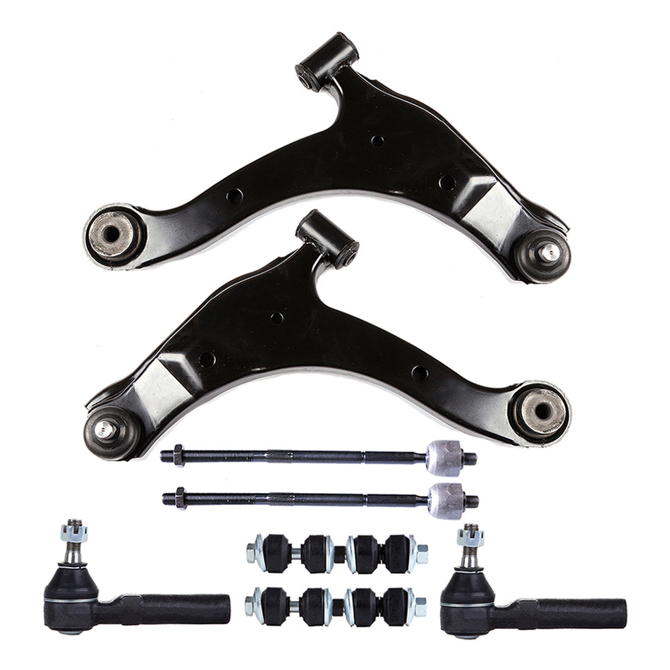 8 Pieces Front Lower Control Arms Tie Rods Sway Bars Kit Fits 2000-05 Dodge Neon