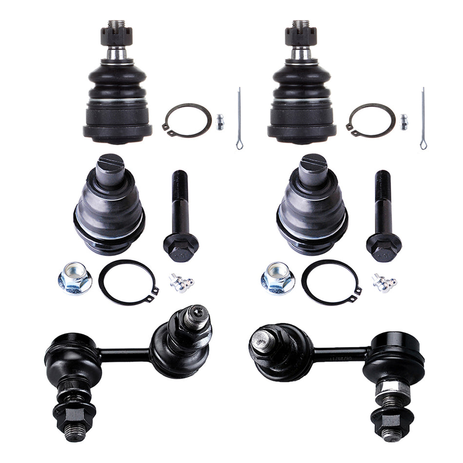 6pc Front Upper Lower Ball Joints Sway Bar Links Kit For Xterra & Pathfinder 2WD