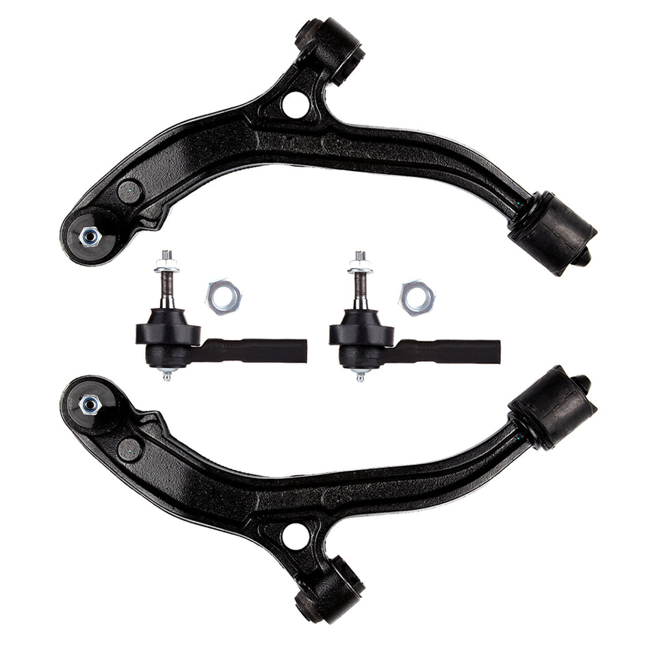 4 Front Lower Control Arms and and and Outer Tie Rod Ends Fits 01-04 Dodge Caravan
