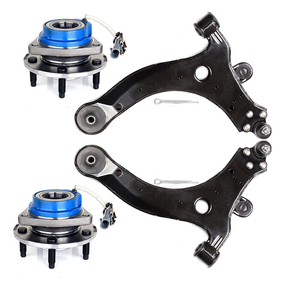 4pc Front Lower Control Arm Wheel Bearing Hub Kit For 2000-2013 Chevy Impala