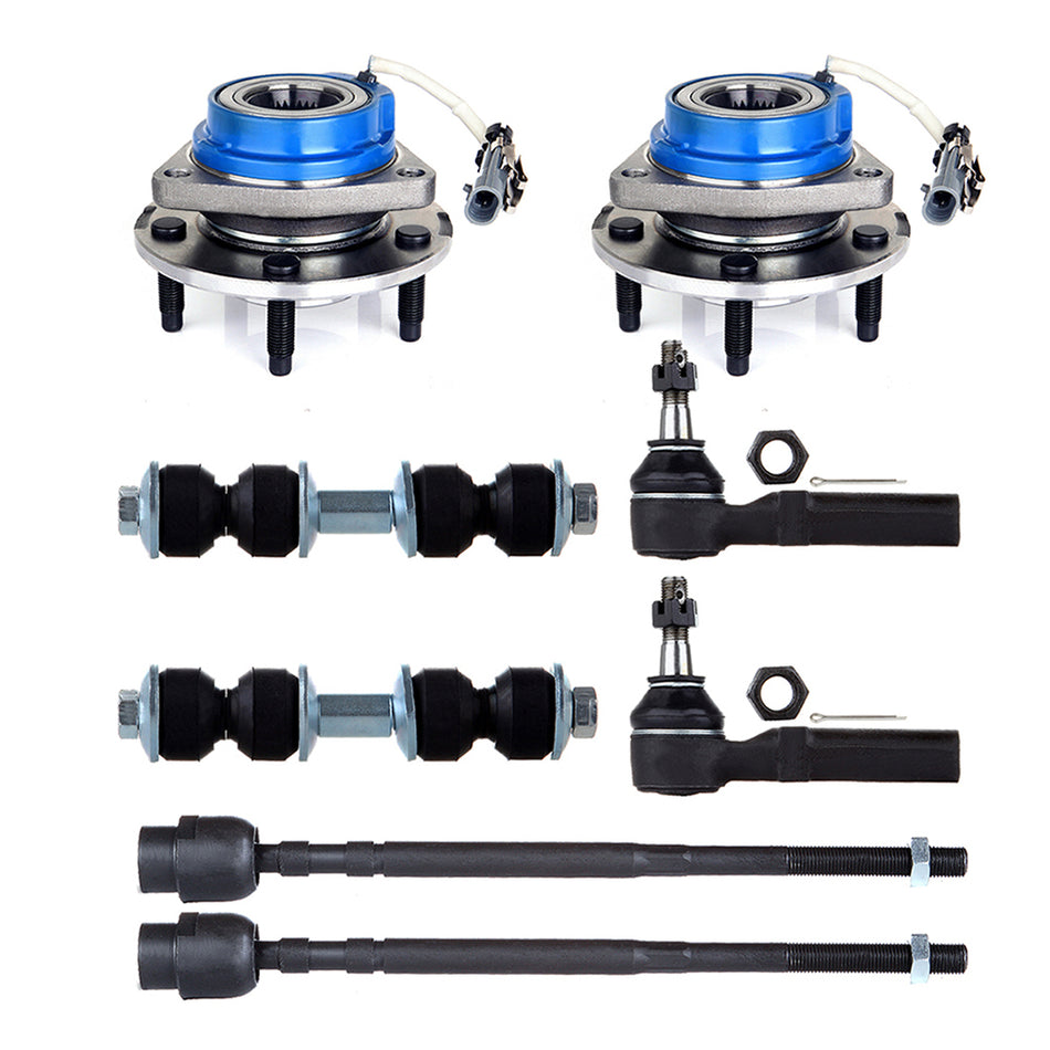 8PCS For Chevrolet Chevy Buick - FWD Front Wheel Hub and Bearing Tie Rod End Kit