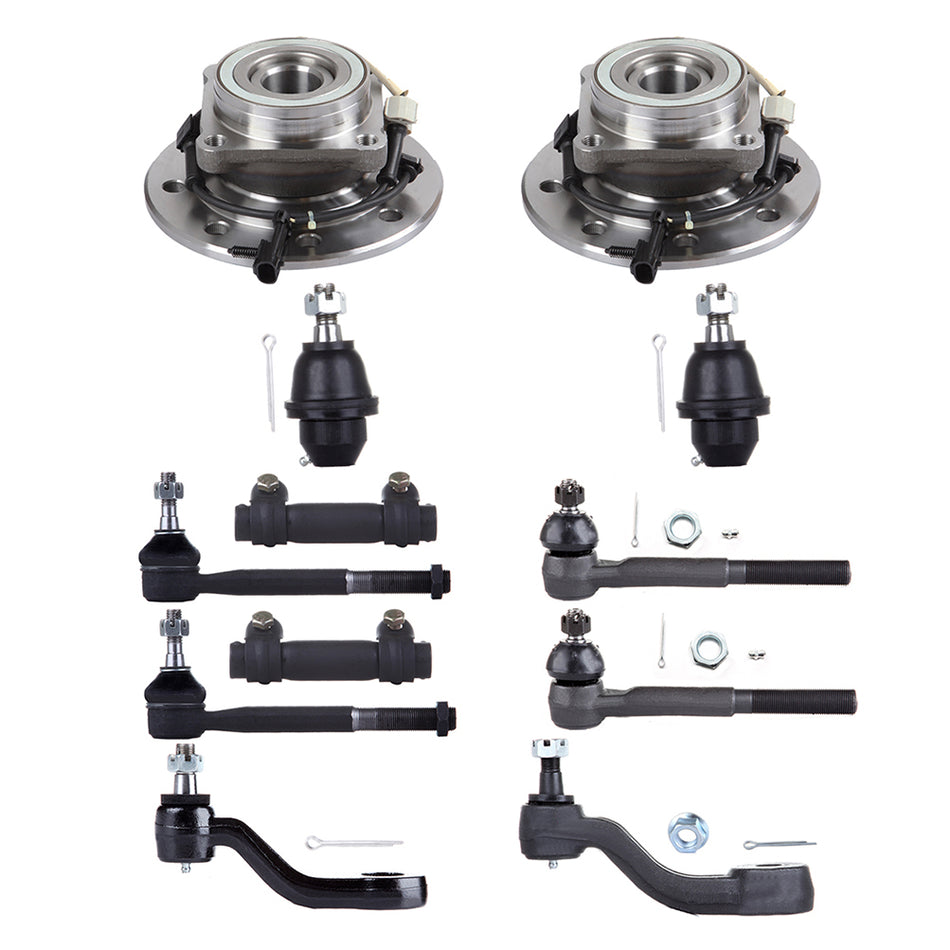 12pcs Front Wheel Bearing & Hub Idler Arm Kit For CHEVROLET GMC K2500 K3500