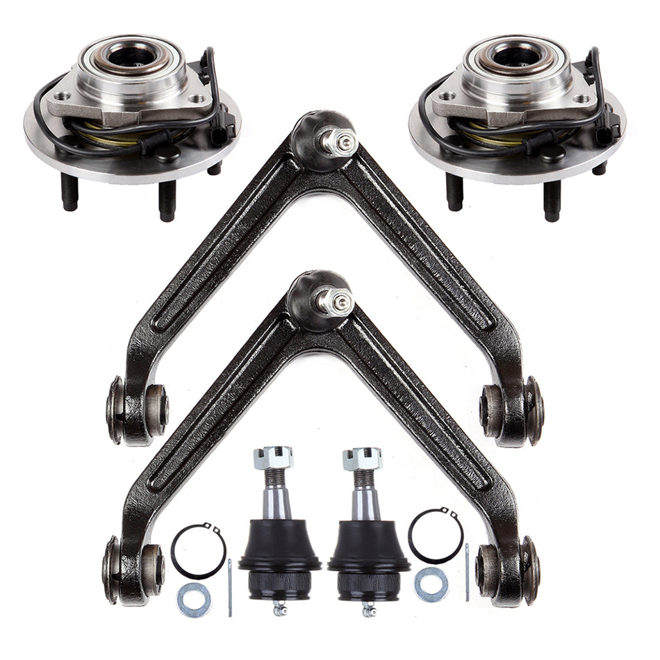 6PC For 2002 2003 2004 2005 Dodge Ram 1500 Front Upper Control Arm Wheel Bearing