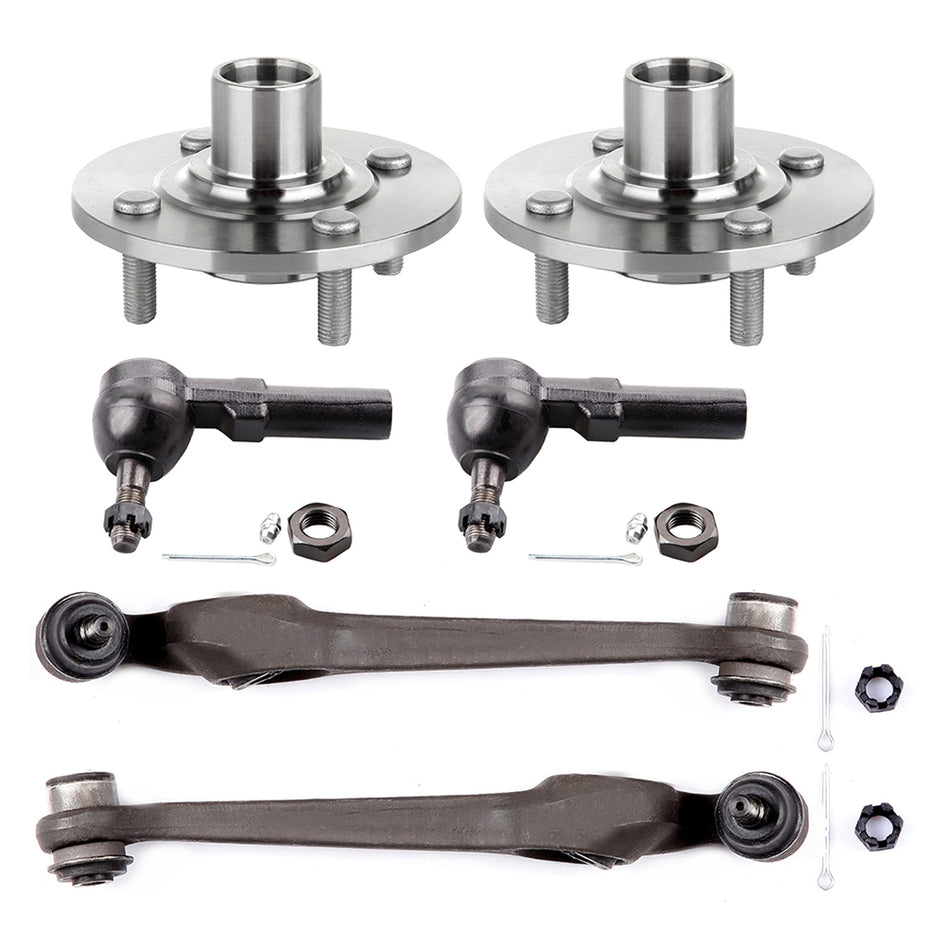 6PCS Front Wheel Hub & Bearing Control Arm Tie Rod Kit Fits 94-02 Saturn SC1 SC2