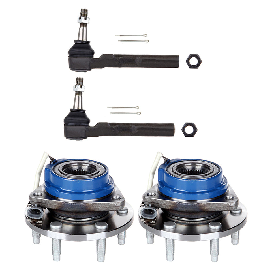4PCS Kit For Buick Front Wheel Hub and Bearing Assembly ABS Bolt Outer Tie Rod
