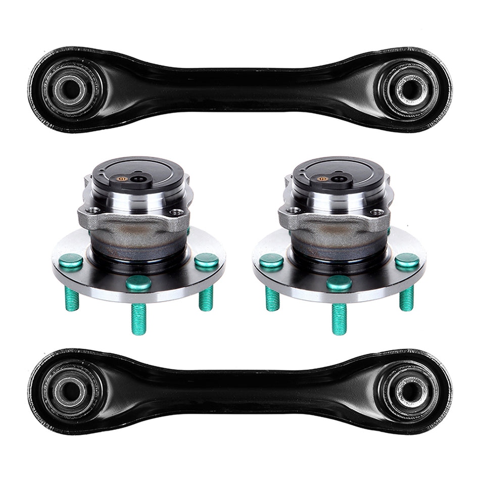 4PC Rear Wheel Bearing Hub Lower Control Arms For 06-12 Mazda 5 & 04-09 Mazda 3