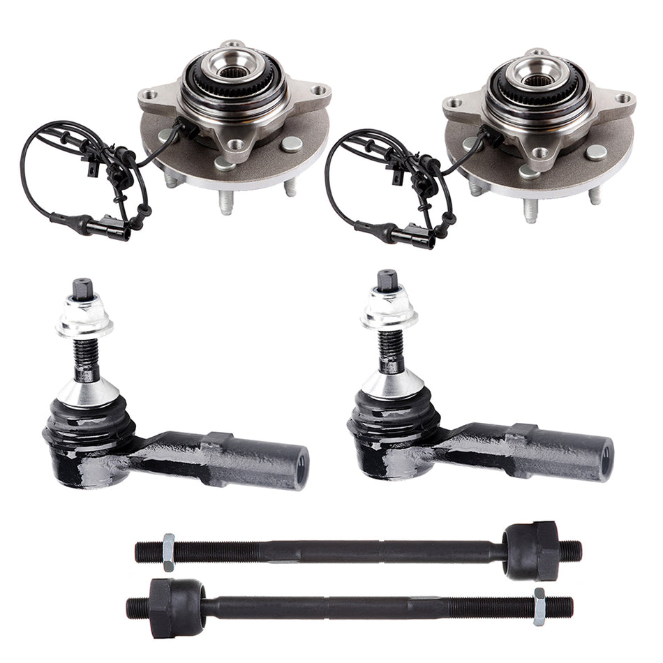 6PCS Front Wheel Bearing Hub Tie Rod Fits 2003-2006 Ford & Lincoln Navigator 4WD