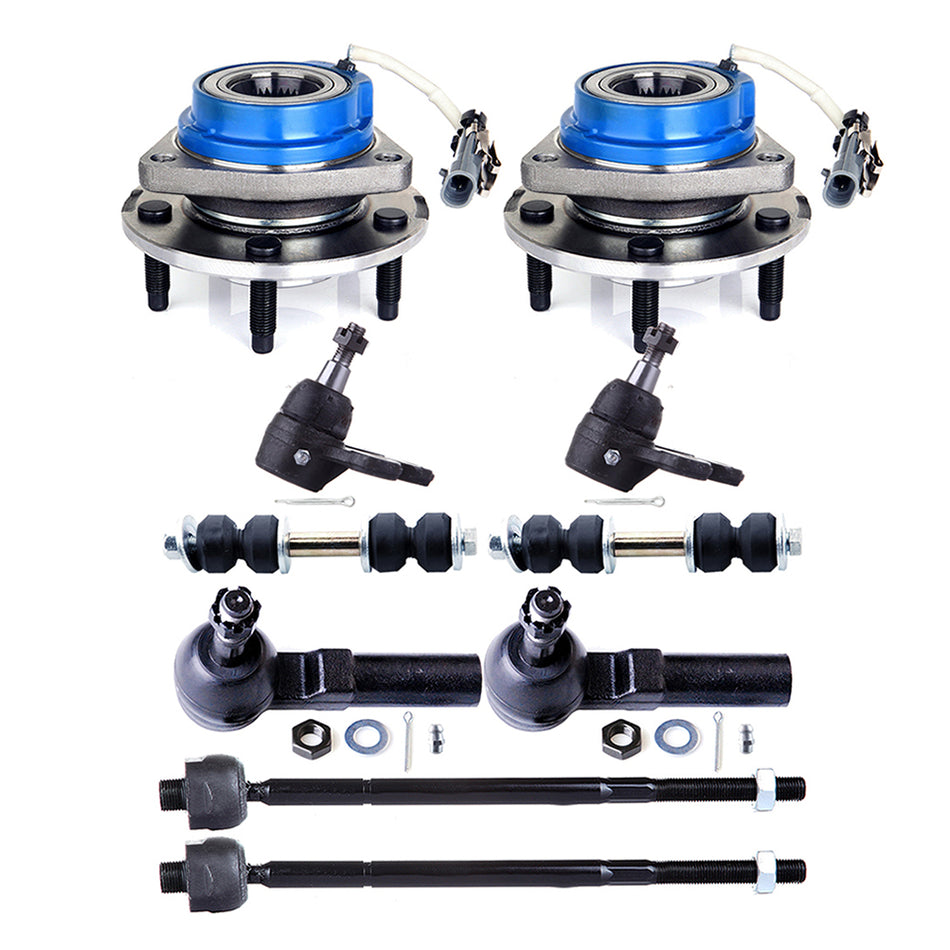 10pcs For 2000-2005 Buick LeSabre Wheel Hub & Bearing Sway Bars Ball Joints Kit