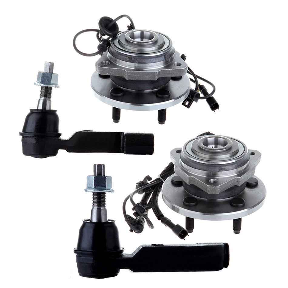 2002-2005 Jeep Liberty Front Outer Tie Rod End With Wheel Hub Bearing 4Pcs