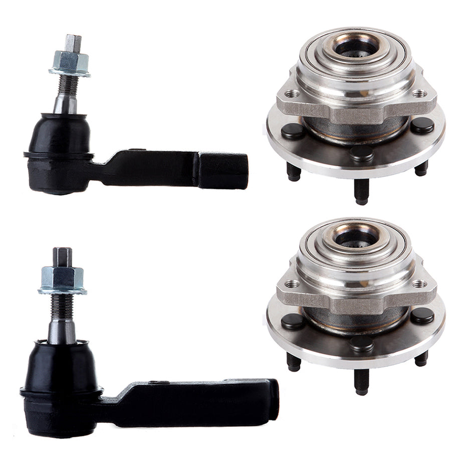 4PCS Front Steering Kit No ABS Wheel Bearing & Hub Fits 2002-2005 Jeep Liberty